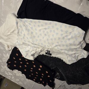 Black, White, and Patterned Tops Set